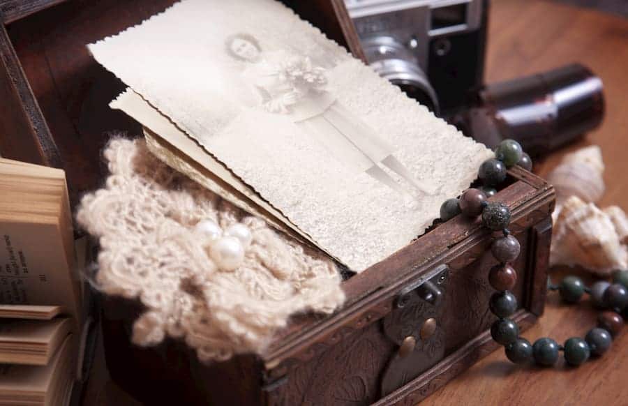 Vintage photo in a wooden case